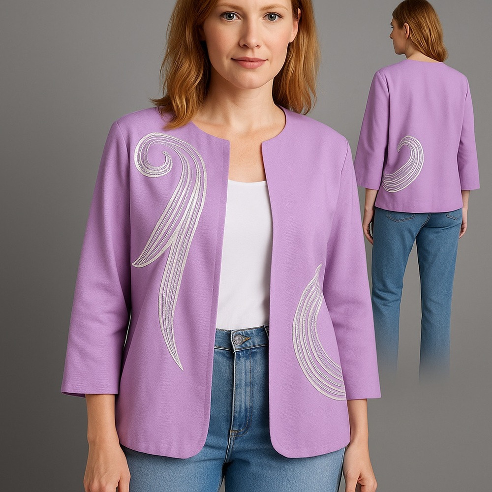 Bob Mackie the Wearable Art sequin decor purple blazer‎ jacket, size XL
